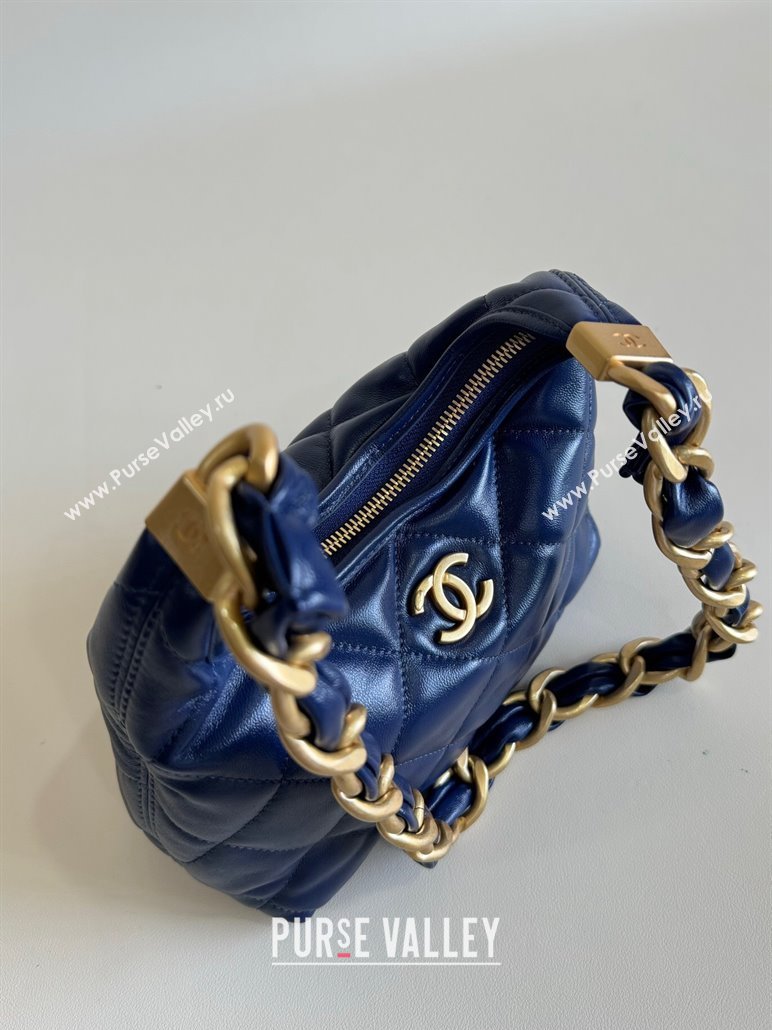 Chanel Shiny Lambskin Small Hobo bag AS4922 Dark Blue 2024 (YD-240926055)