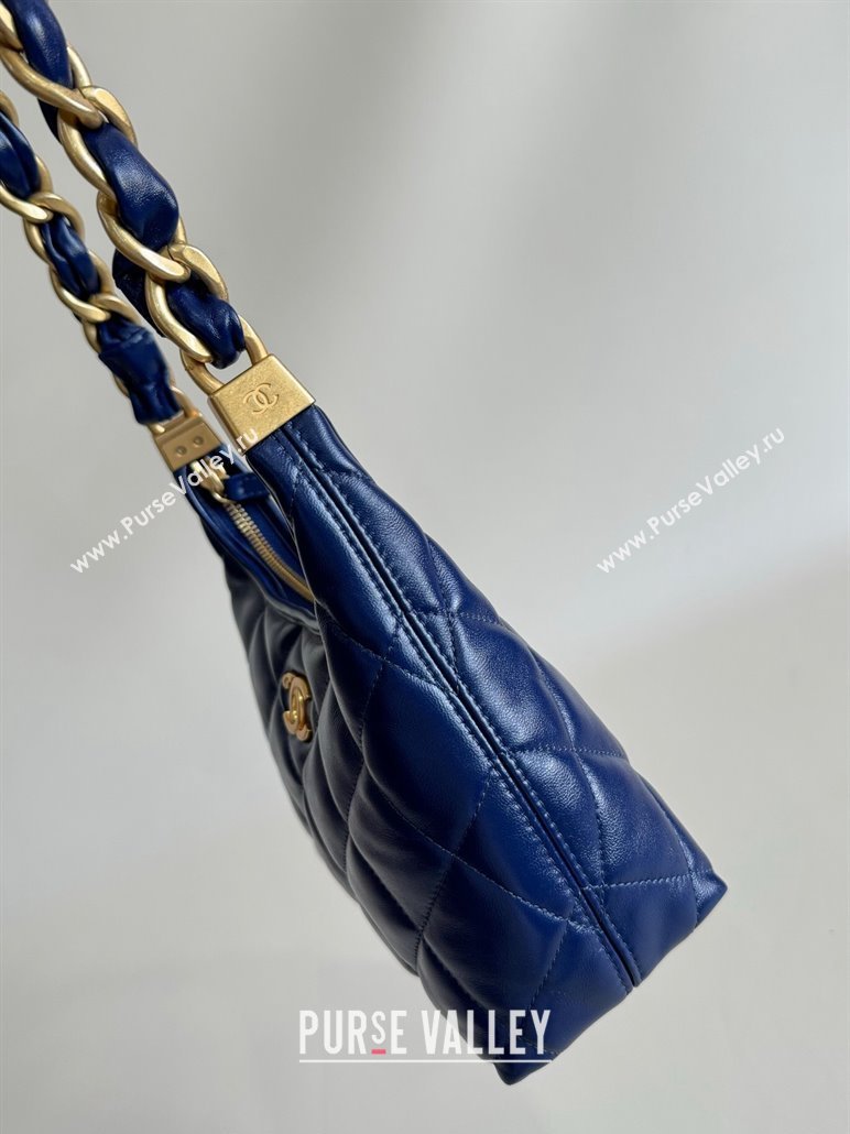 Chanel Shiny Lambskin Small Hobo bag AS4922 Dark Blue 2024 (YD-240926055)