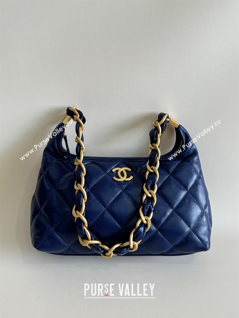 Chanel Shiny Lambskin Medium Hobo bag AS4912 Dark Blue 2024 (YD-240926056)