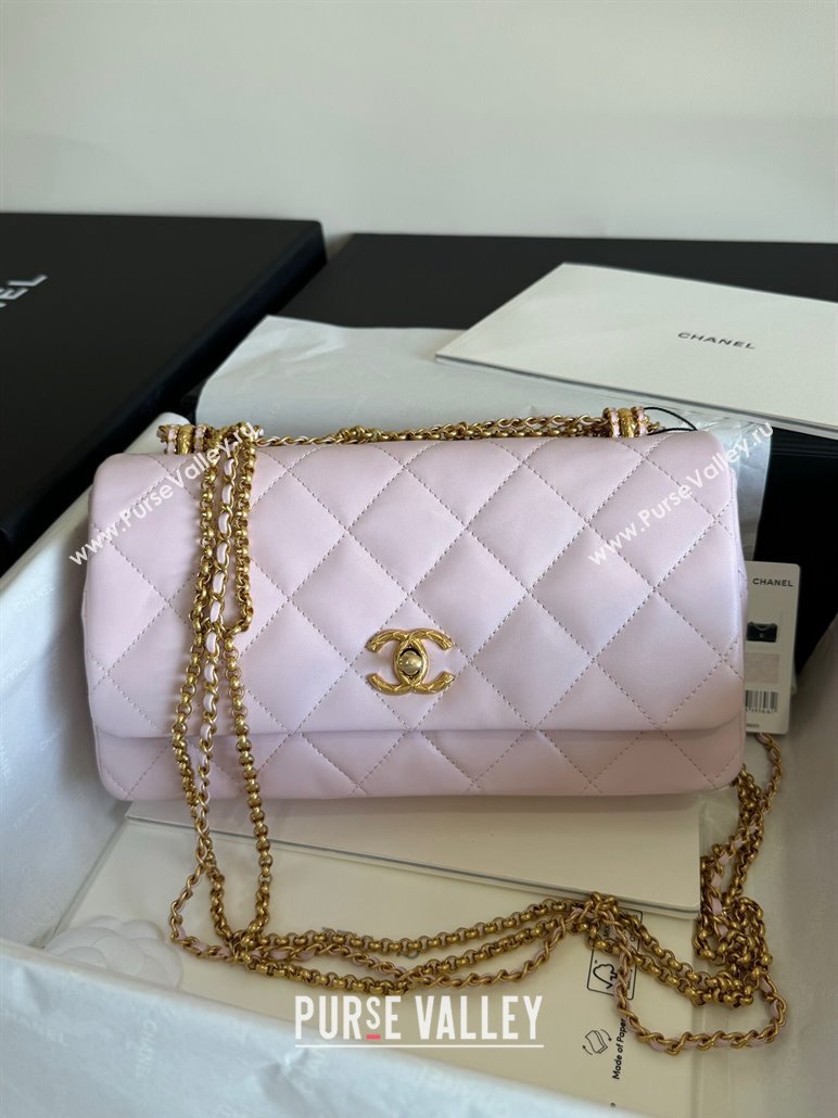 Chanel Shiny Lambskin Medium Flap Bag with Chain Light Pink AS4971 TOP (YD-240926047)