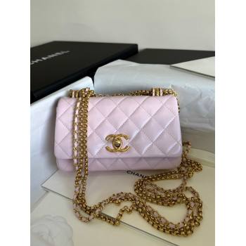 Chanel Shiny Lambskin Mini Bag with Chain Light Pink AS4972 TOP (YD-240926050)