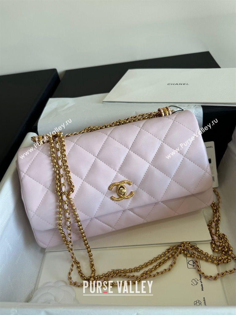 Chanel Shiny Lambskin Medium Flap Bag with Chain Light Pink AS4971 TOP (YD-240926047)