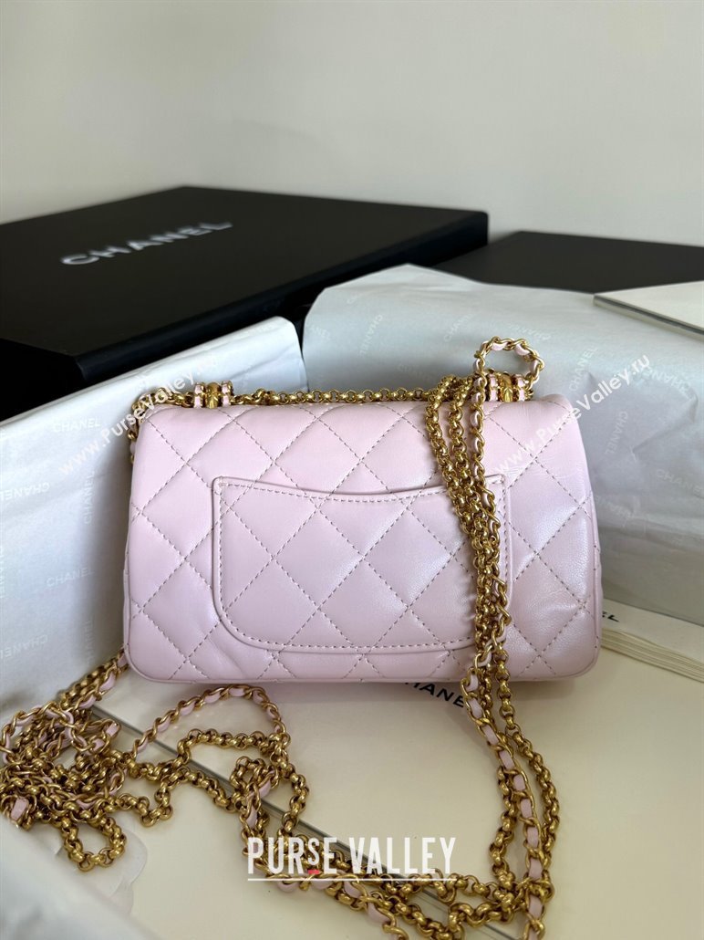 Chanel Shiny Lambskin Mini Bag with Chain Light Pink AS4972 TOP (YD-240926050)