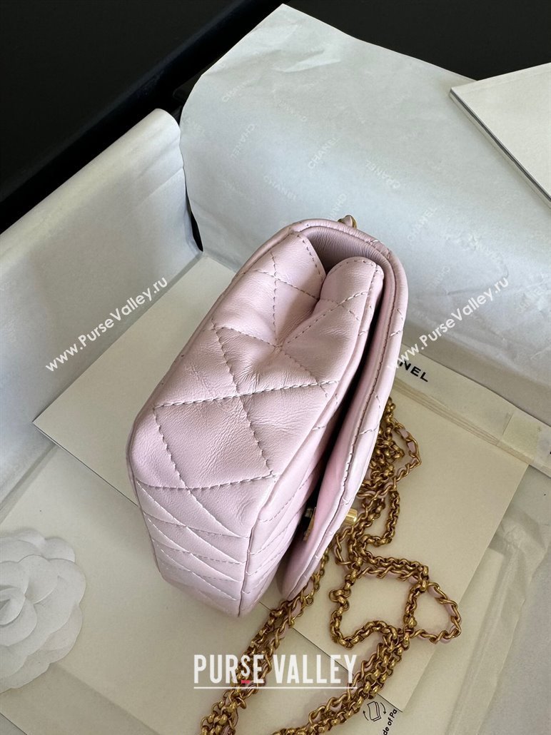 Chanel Shiny Lambskin Mini Bag with Chain Light Pink AS4972 TOP (YD-240926050)