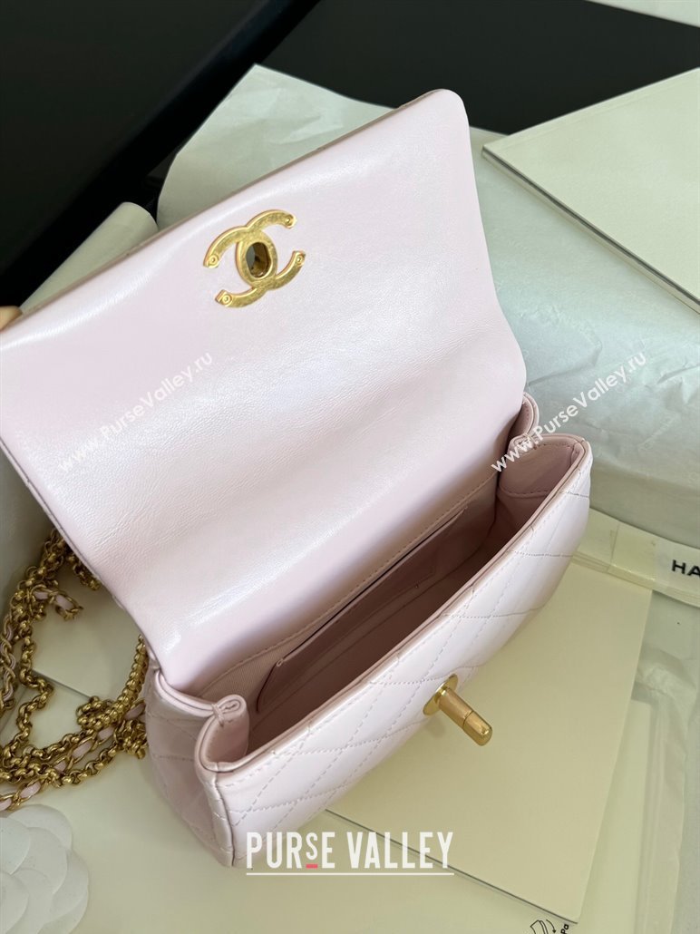 Chanel Shiny Lambskin Mini Bag with Chain Light Pink AS4972 TOP (YD-240926050)