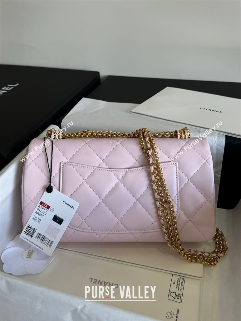 Chanel Shiny Lambskin Medium Flap Bag with Chain Light Pink AS4971 TOP (YD-240926047)