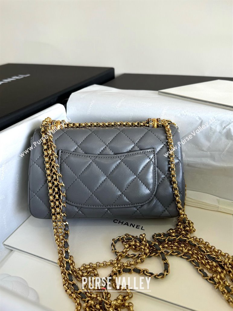 Chanel Shiny Lambskin Mini Bag with Chain Grey AS4972 TOP (YD-240926051)