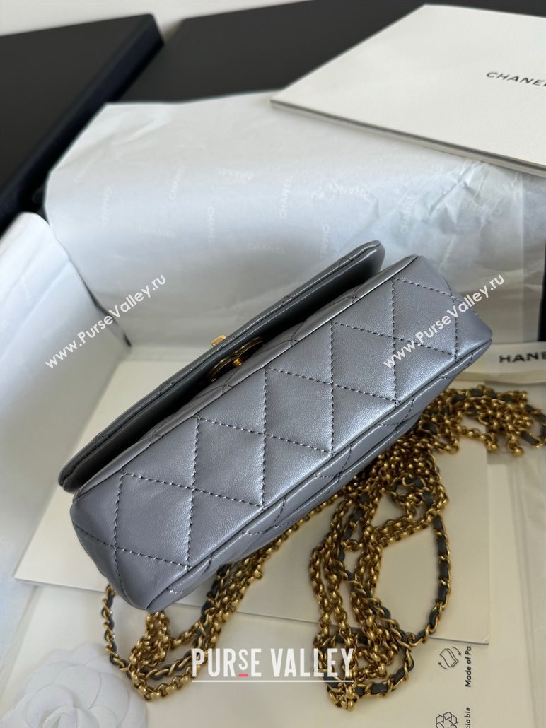 Chanel Shiny Lambskin Mini Bag with Chain Grey AS4972 TOP (YD-240926051)