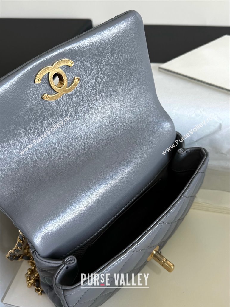 Chanel Shiny Lambskin Mini Bag with Chain Grey AS4972 TOP (YD-240926051)