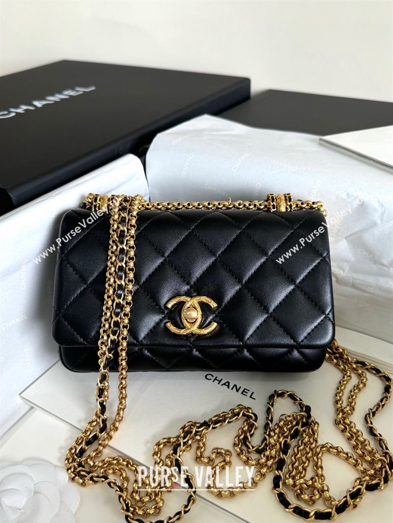 Chanel Shiny Lambskin Mini Bag with Chain Black AS4972 TOP (YD-240926052)