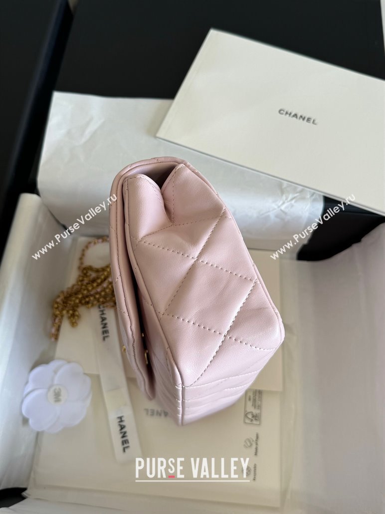 Chanel Shiny Lambskin Medium Flap Bag with Chain Light Pink AS4971 TOP (YD-240926047)