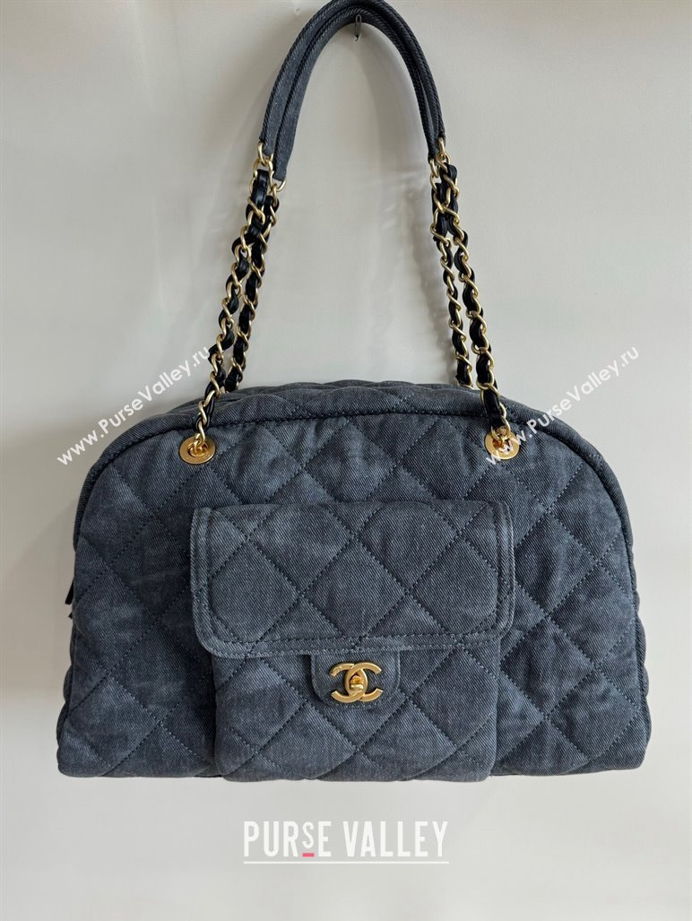 Chanel Denim Maxi Bowling Bag Grey AS4812 2024 (YD-240926053)