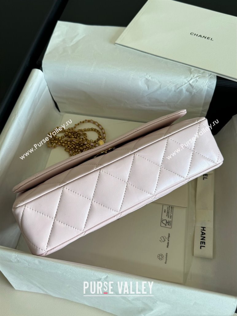 Chanel Shiny Lambskin Medium Flap Bag with Chain Light Pink AS4971 TOP (YD-240926047)