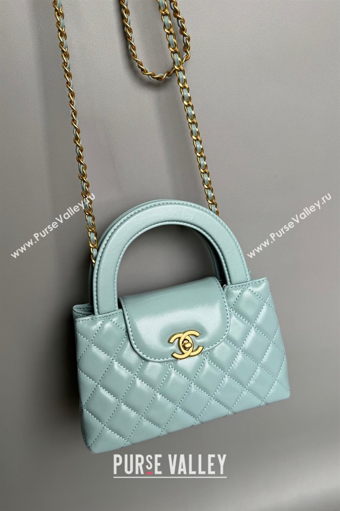 Chanel Shiny Calfskin Mini Shopping Bag AS4416 Pale Green 2024 (YD-240927062)