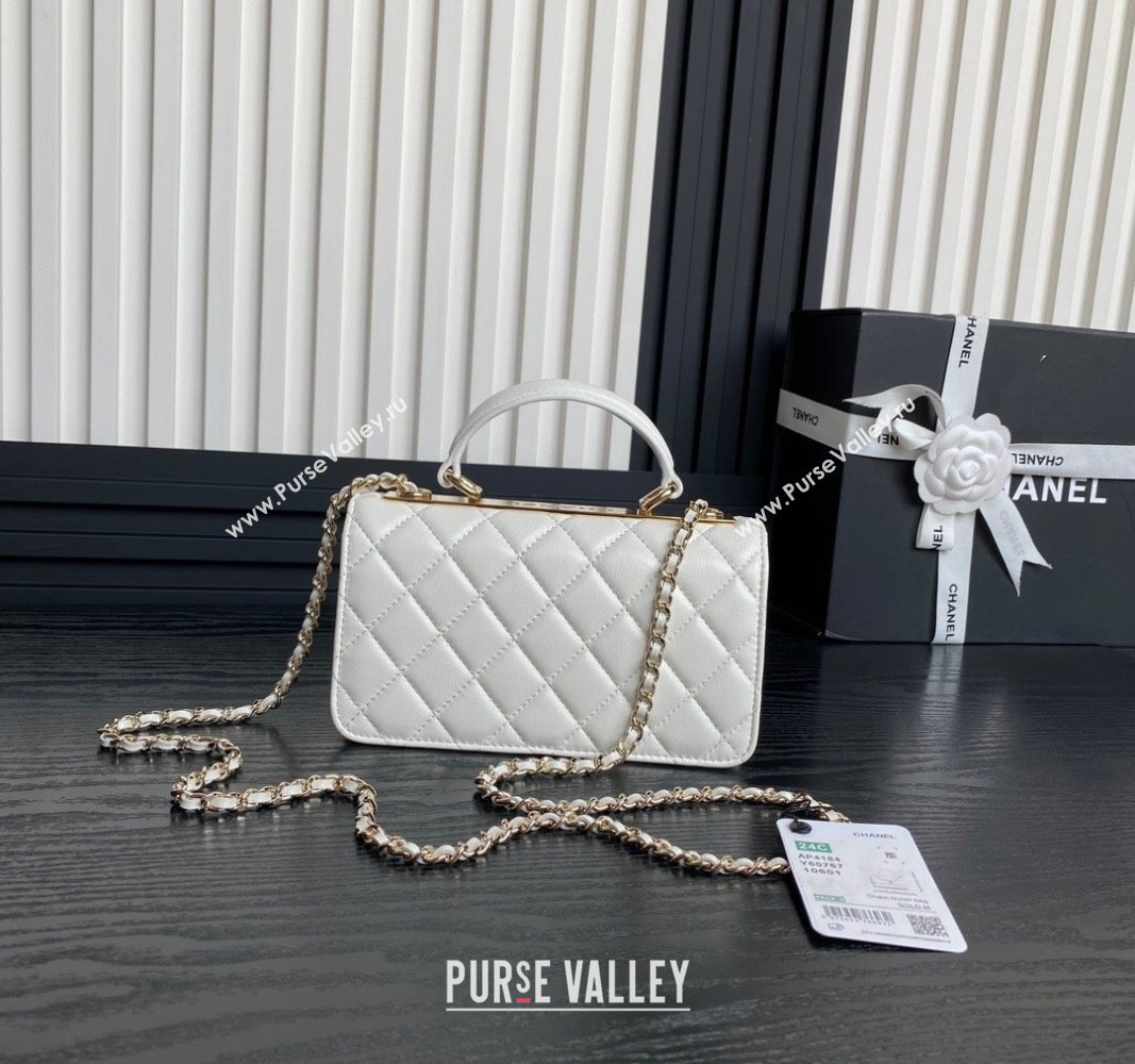 Chanel Trendy CC Lambskin Clutch with Chain and Band White AP4184 2024 (yezi-240926073)