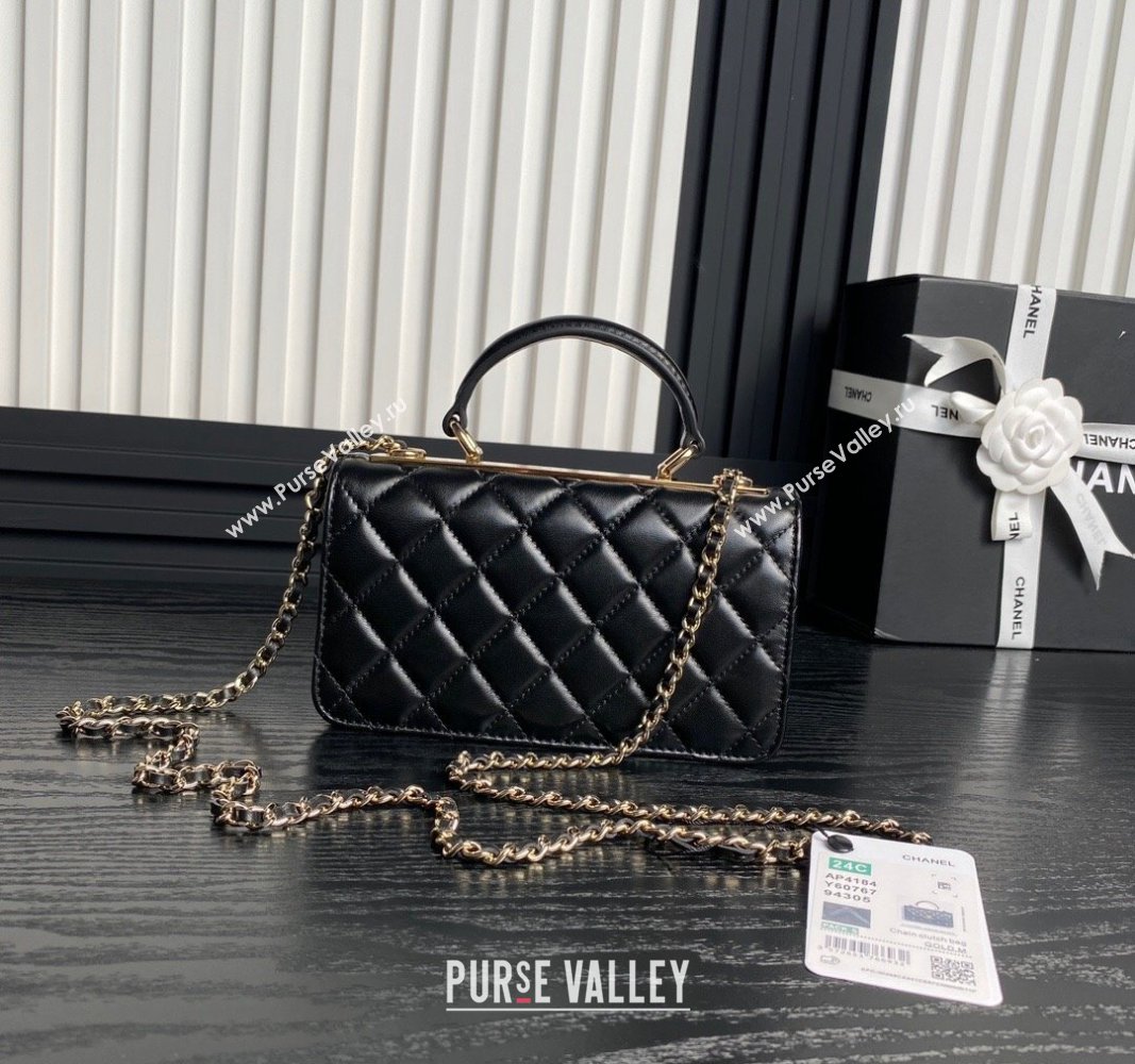 Chanel Trendy CC Lambskin Clutch with Chain and Band Black AP4184 2024 (yezi-240926074)