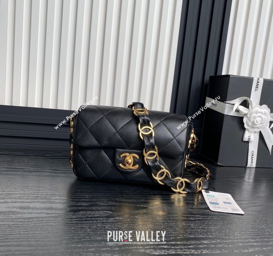 Chanel Lambskin Small Flap Bag with CC Chain Black 2024 AS5174 (yezi-240926075)