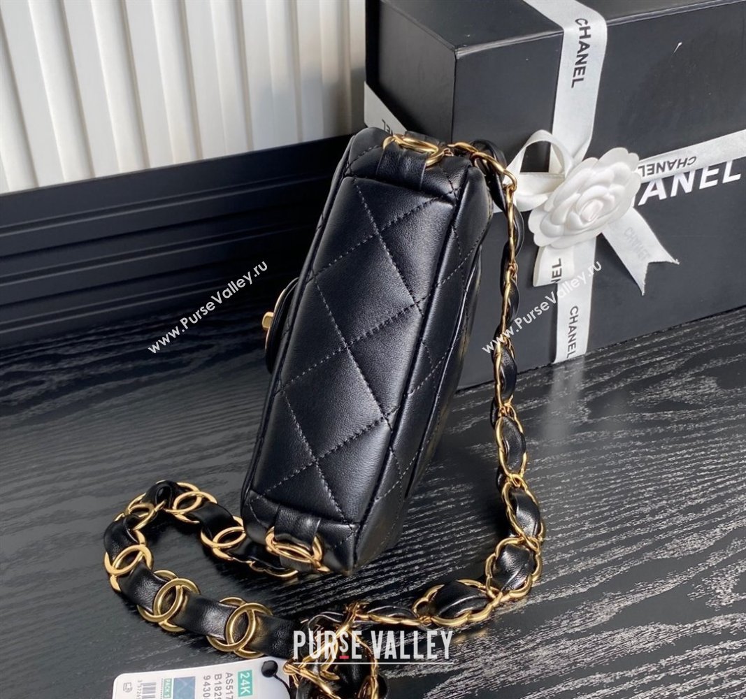 Chanel Lambskin Small Flap Bag with CC Chain Black 2024 AS5174 (yezi-240926075)