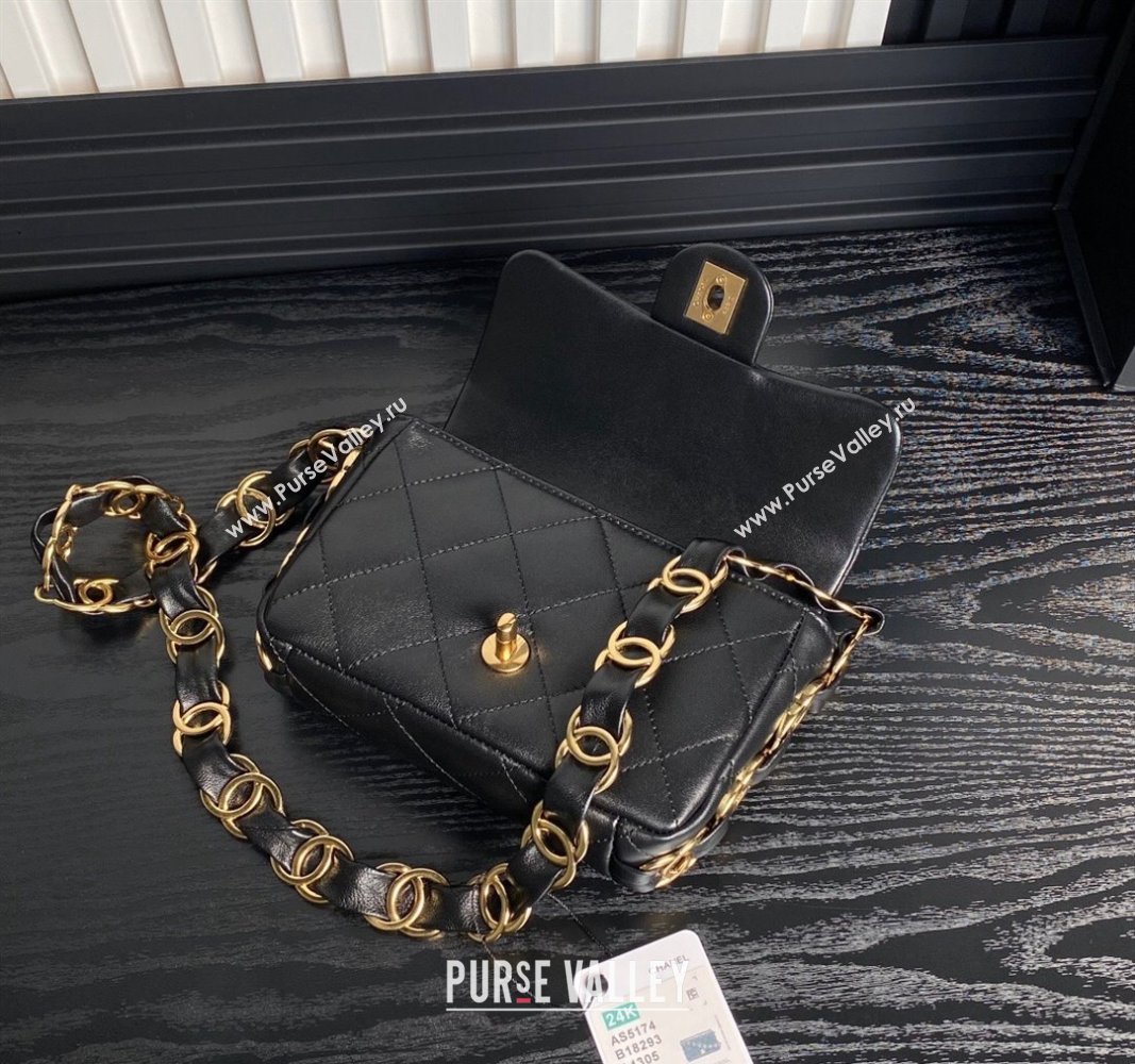 Chanel Lambskin Small Flap Bag with CC Chain Black 2024 AS5174 (yezi-240926075)