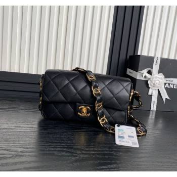 Chanel Lambskin Flap Bag with CC Chain Black 2024 AS5176 (yezi-240926076)