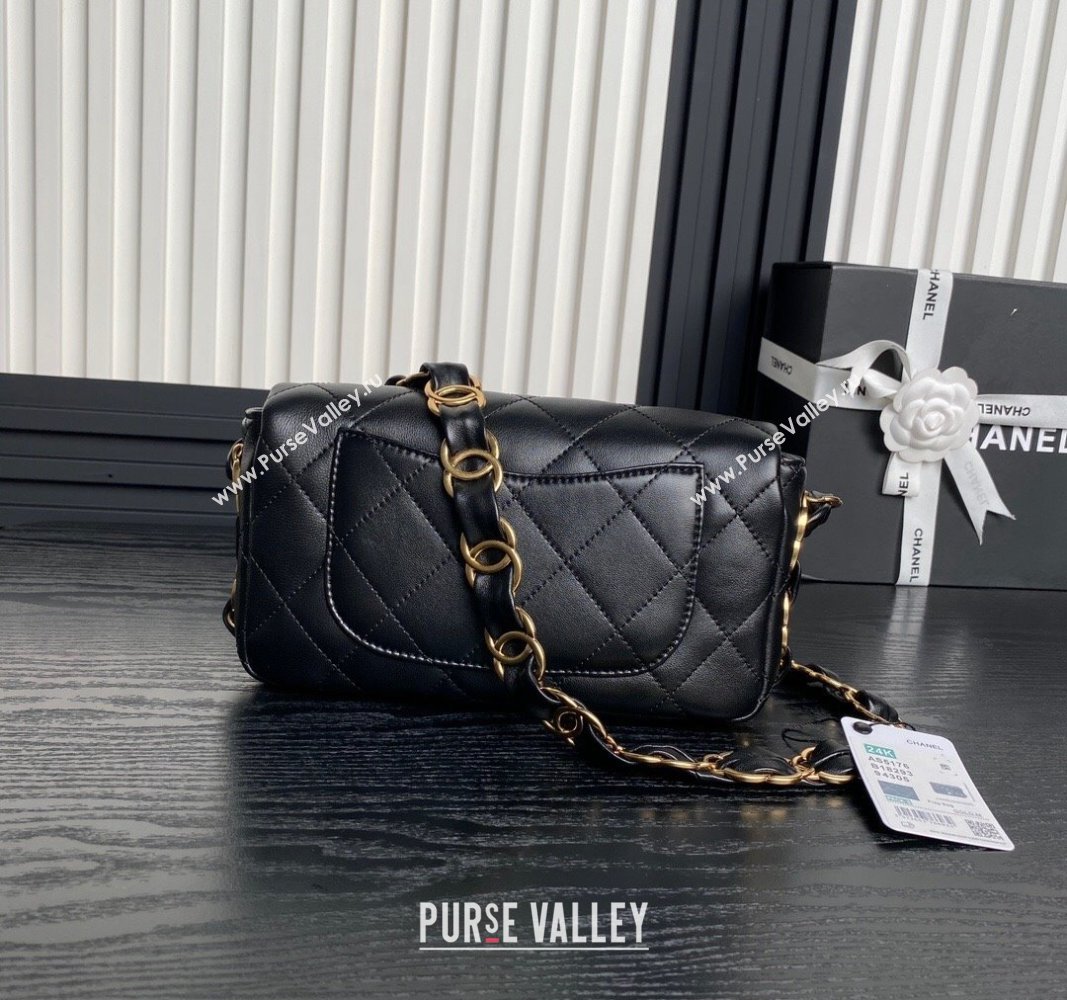 Chanel Lambskin Flap Bag with CC Chain Black 2024 AS5176 (yezi-240926076)