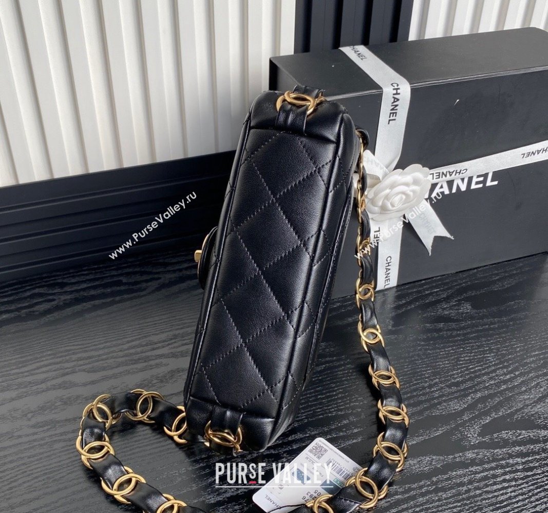 Chanel Lambskin Flap Bag with CC Chain Black 2024 AS5176 (yezi-240926076)