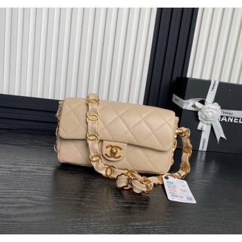 Chanel Lambskin Flap Bag with CC Chain Beige 2024 AS5176 (yezi-240926078)