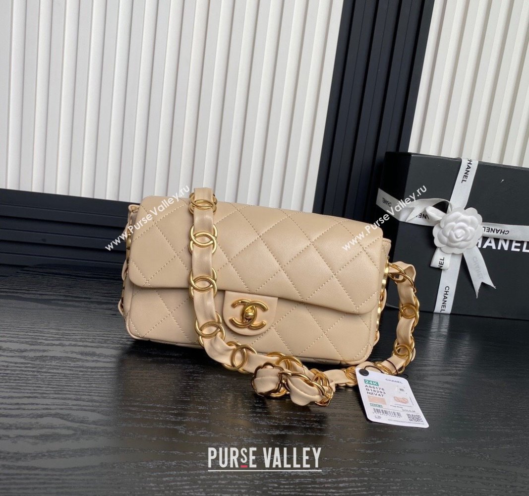 Chanel Lambskin Flap Bag with CC Chain Beige 2024 AS5176 (yezi-240926078)