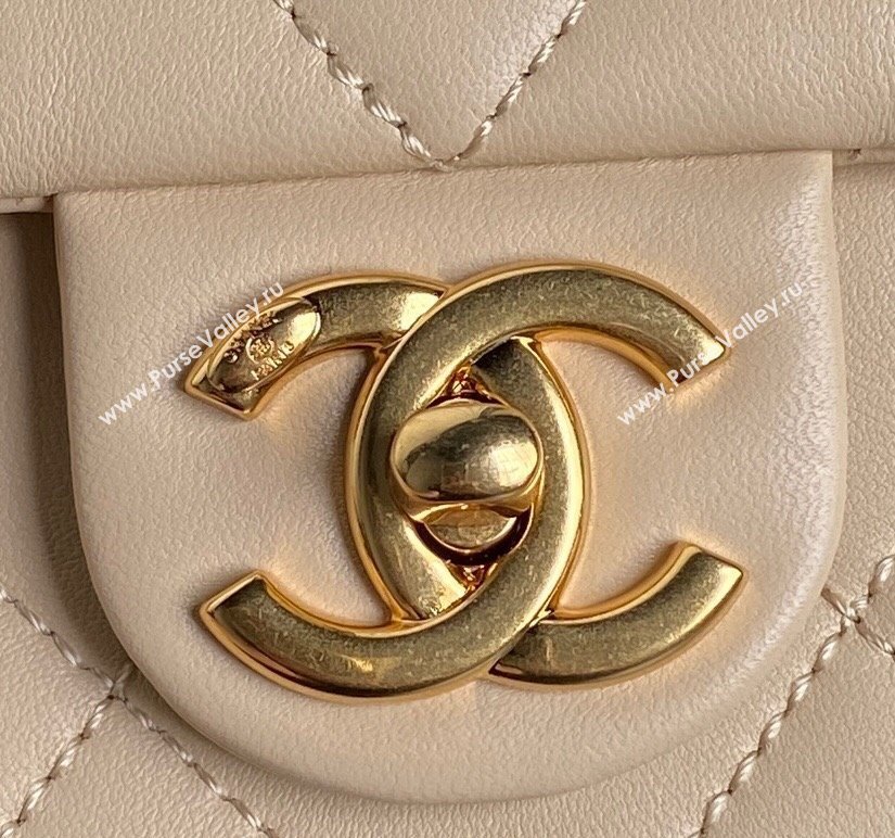 Chanel Lambskin Flap Bag with CC Chain Beige 2024 AS5176 (yezi-240926078)