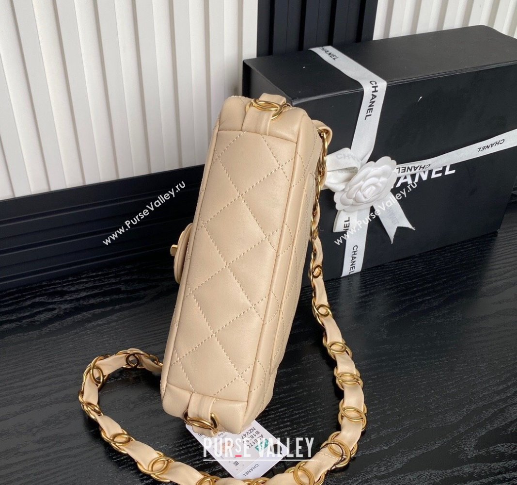 Chanel Lambskin Flap Bag with CC Chain Beige 2024 AS5176 (yezi-240926078)