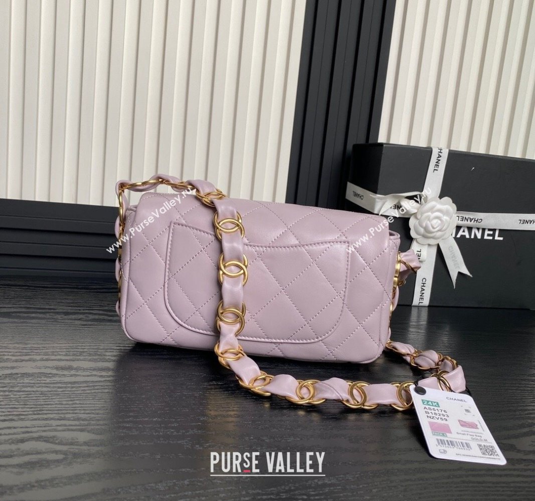 Chanel Lambskin Flap Bag with CC Chain Light Purple 2024 AS5176 (yezi-240926079)