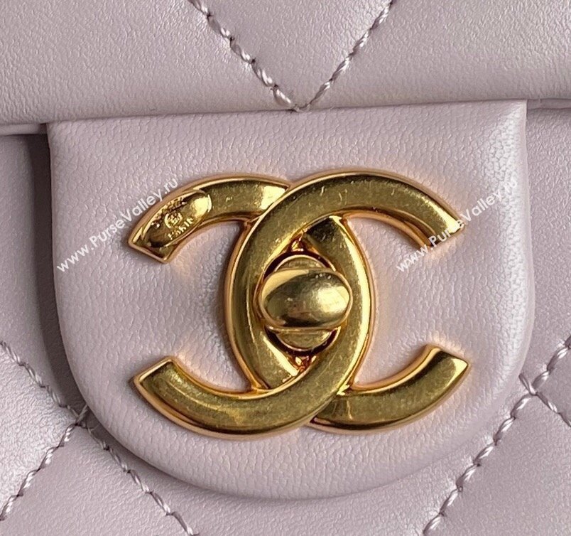 Chanel Lambskin Flap Bag with CC Chain Light Purple 2024 AS5176 (yezi-240926079)