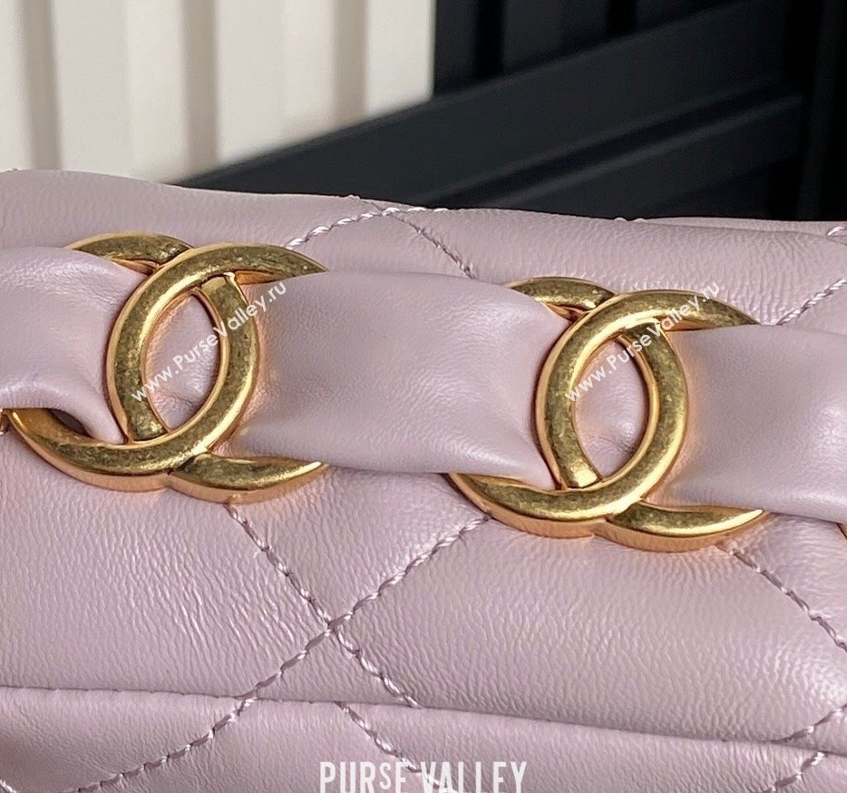 Chanel Lambskin Flap Bag with CC Chain Light Purple 2024 AS5176 (yezi-240926079)