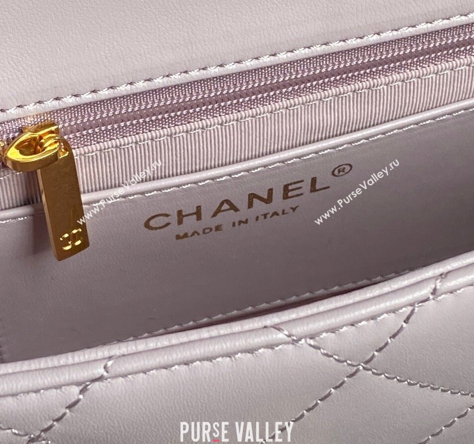 Chanel Lambskin Flap Bag with CC Chain Light Purple 2024 AS5176 (yezi-240926079)