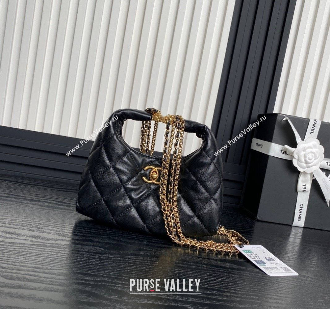 Chanel Lambskin Hobo Bag with Chain AS4966 Black 2024 (yezi-240926083)