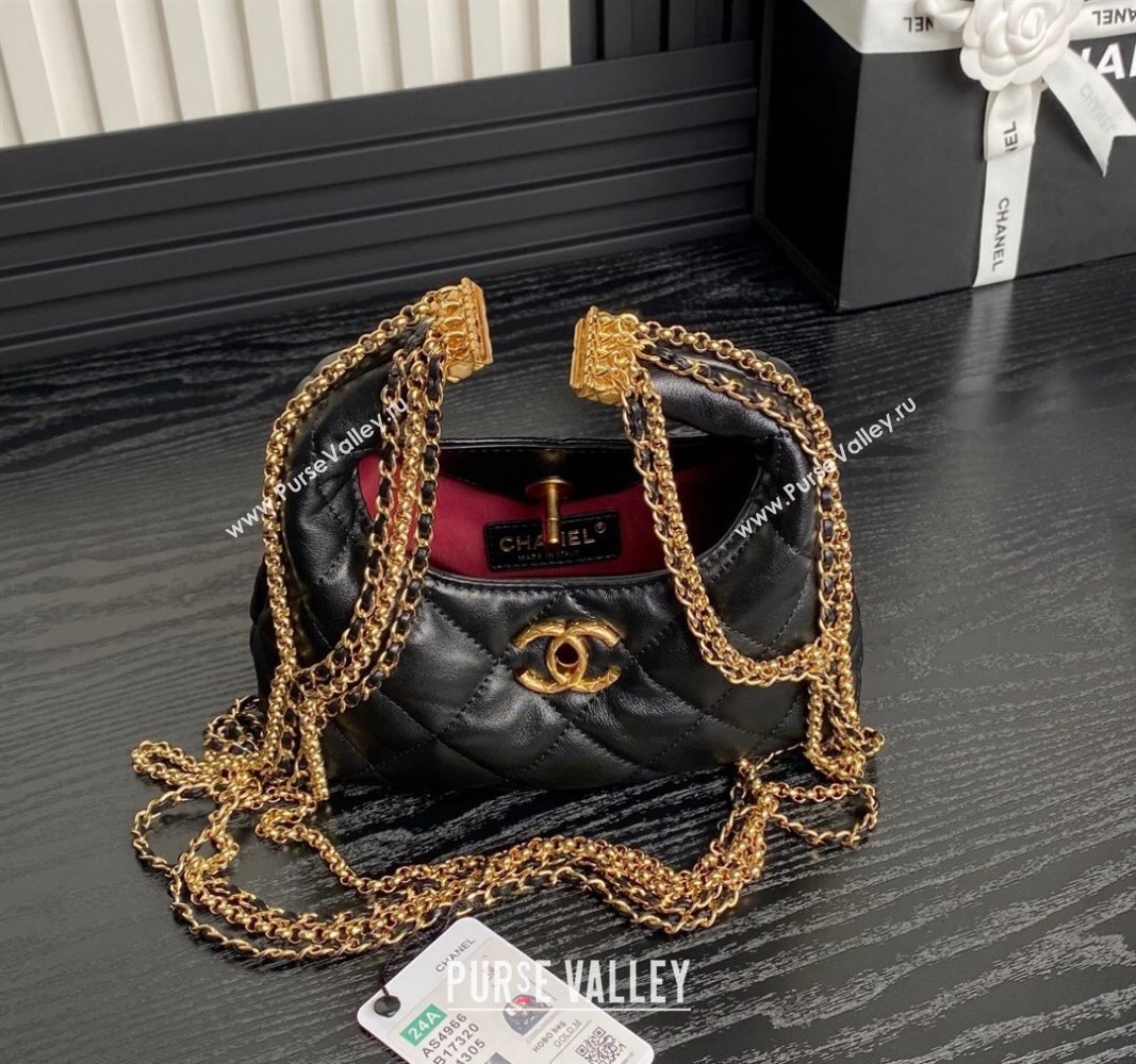 Chanel Lambskin Hobo Bag with Chain AS4966 Black 2024 (yezi-240926083)