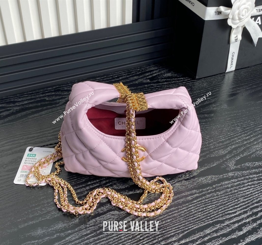 Chanel Lambskin Hobo Bag with Chain AS4966 Light Purple 2024 (yezi-240926084)