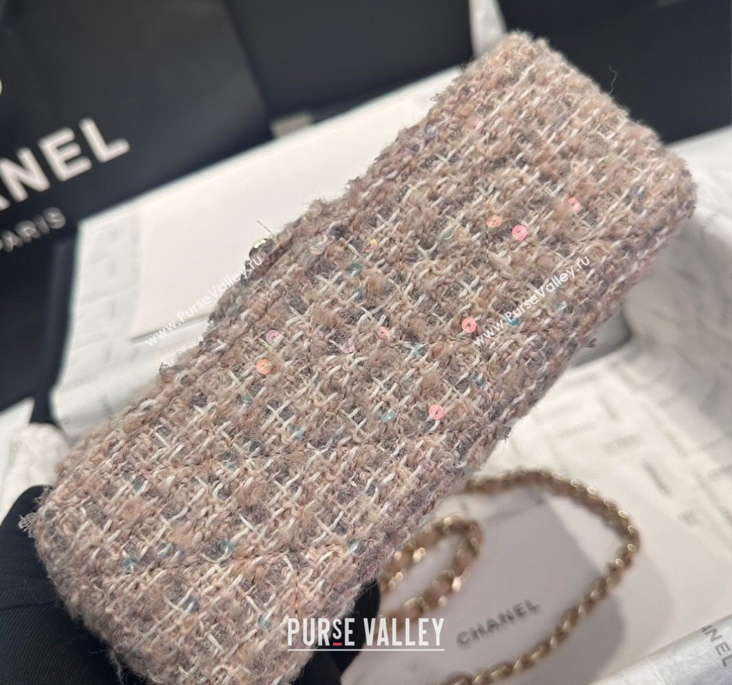 Chanel Classic Tweed Sequins Mini Flap Bag A69900 Nude Pink 2024 (yezi-240926086)