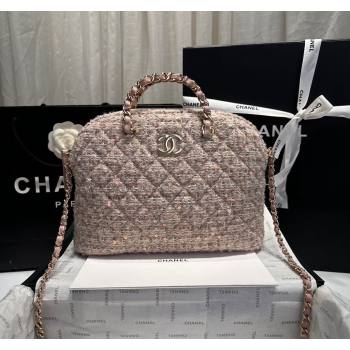 Chanel Tweed Sequins Small Shopping Bag Nude Pink 2024 AS3969 (yezi-240926101)