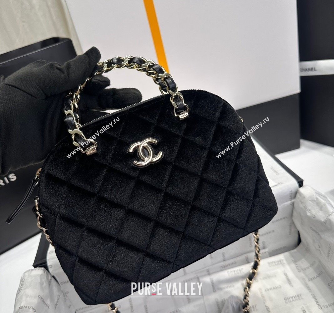 Chanel Velvet Small Shopping Bag Black 2024 AS5130 (yezi-240926102)