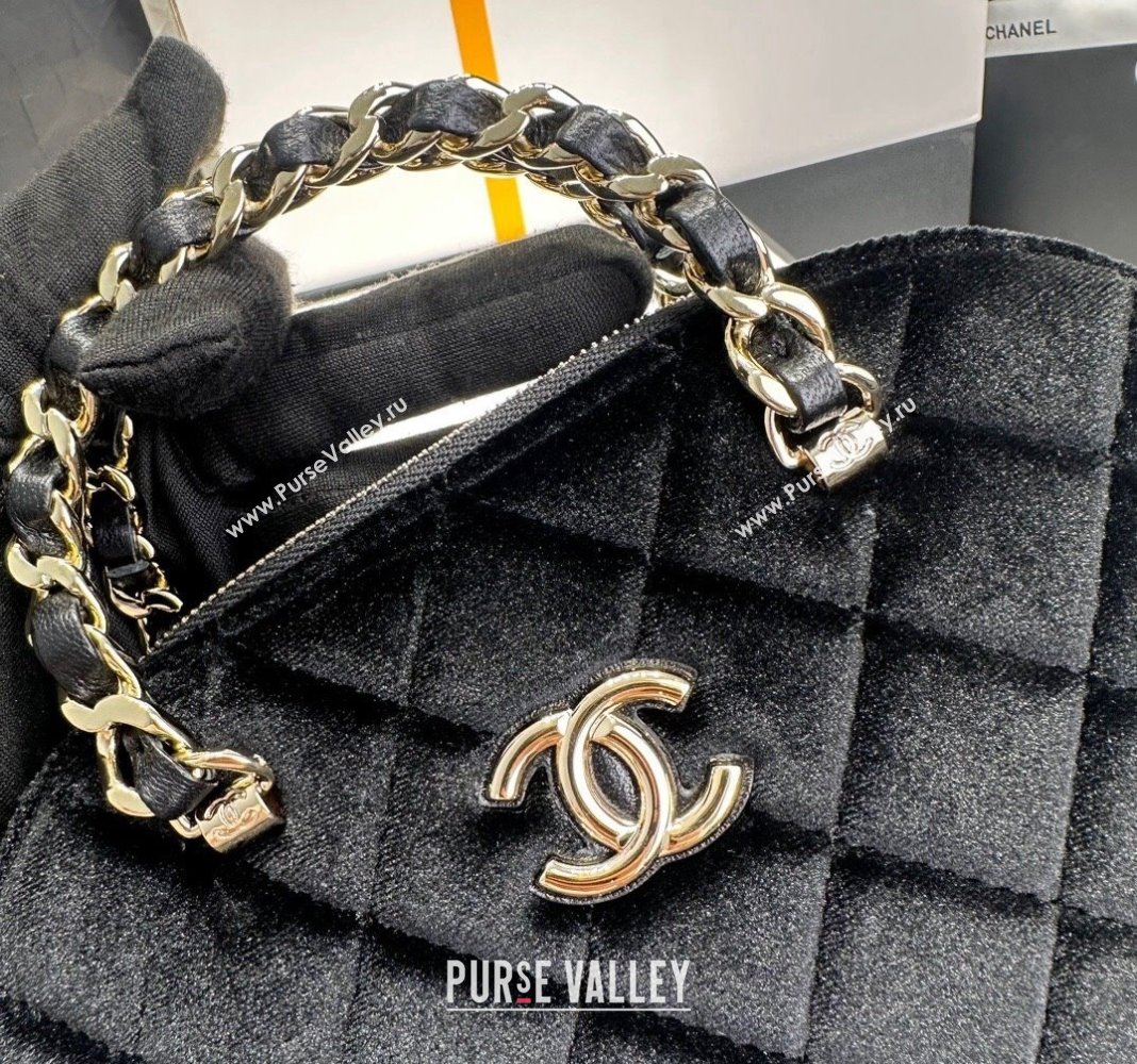 Chanel Velvet Small Shopping Bag Black 2024 AS5130 (yezi-240926102)