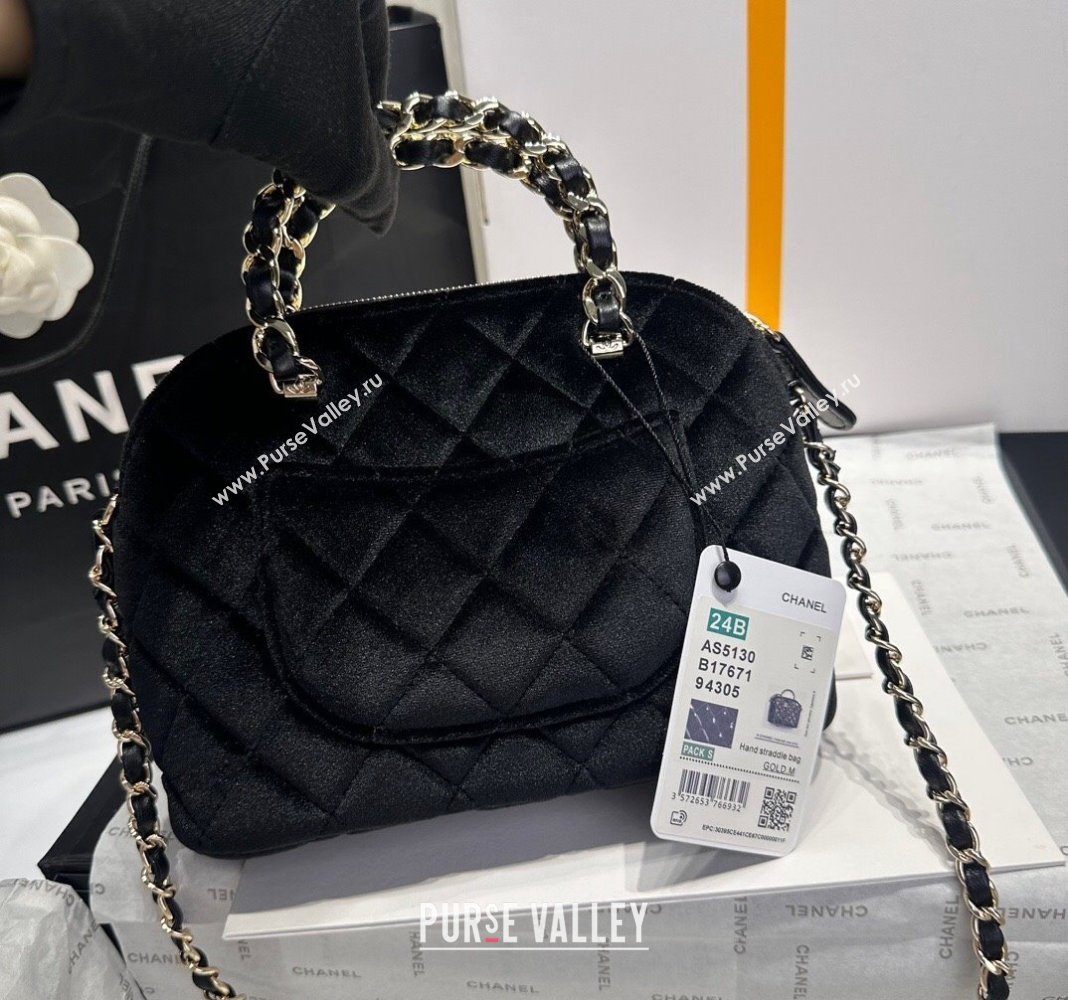 Chanel Velvet Small Shopping Bag Black 2024 AS5130 (yezi-240926102)