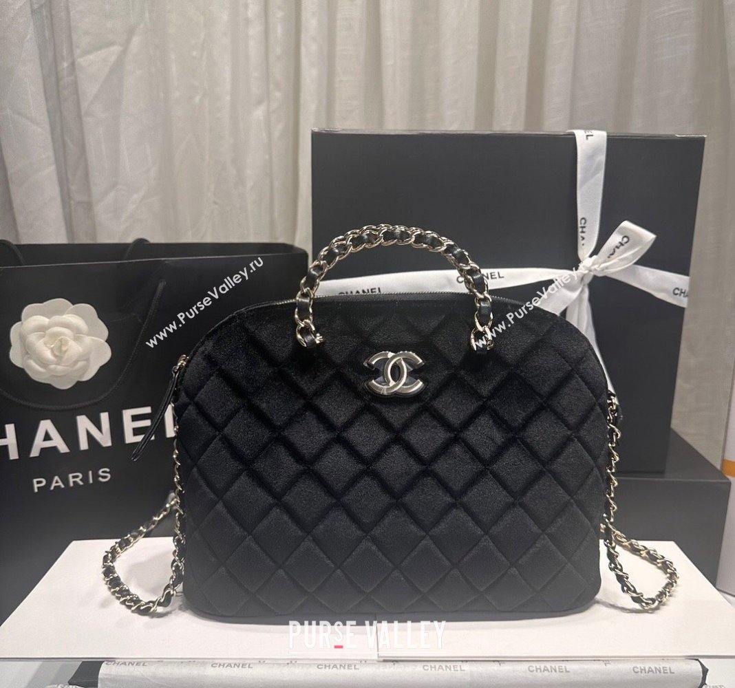 Chanel Velvet Small Shopping Bag Black 2024 AS3969 (yezi-240926103)