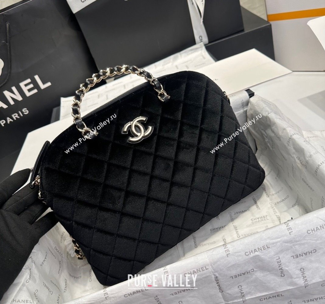 Chanel Velvet Small Shopping Bag Black 2024 AS3969 (yezi-240926103)