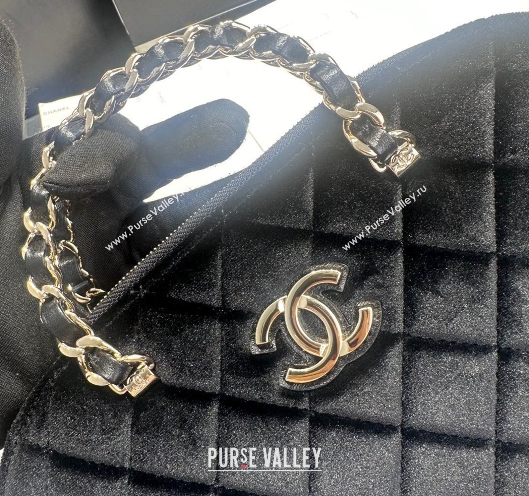 Chanel Velvet Small Shopping Bag Black 2024 AS3969 (yezi-240926103)