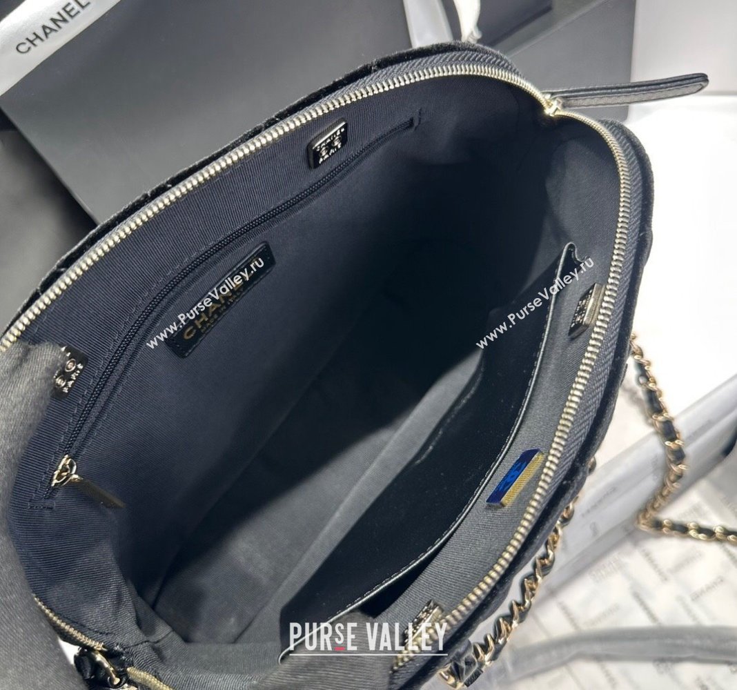 Chanel Velvet Small Shopping Bag Black 2024 AS3969 (yezi-240926103)