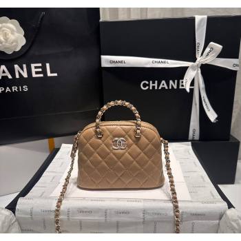 Chanel Shiny Lambskin Clutch with Chain and Top Handle Light Brown 2024 AP3354 (yezi-240926104)