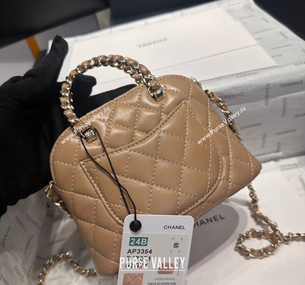 Chanel Shiny Lambskin Clutch with Chain and Top Handle Light Brown 2024 AP3354 (yezi-240926104)