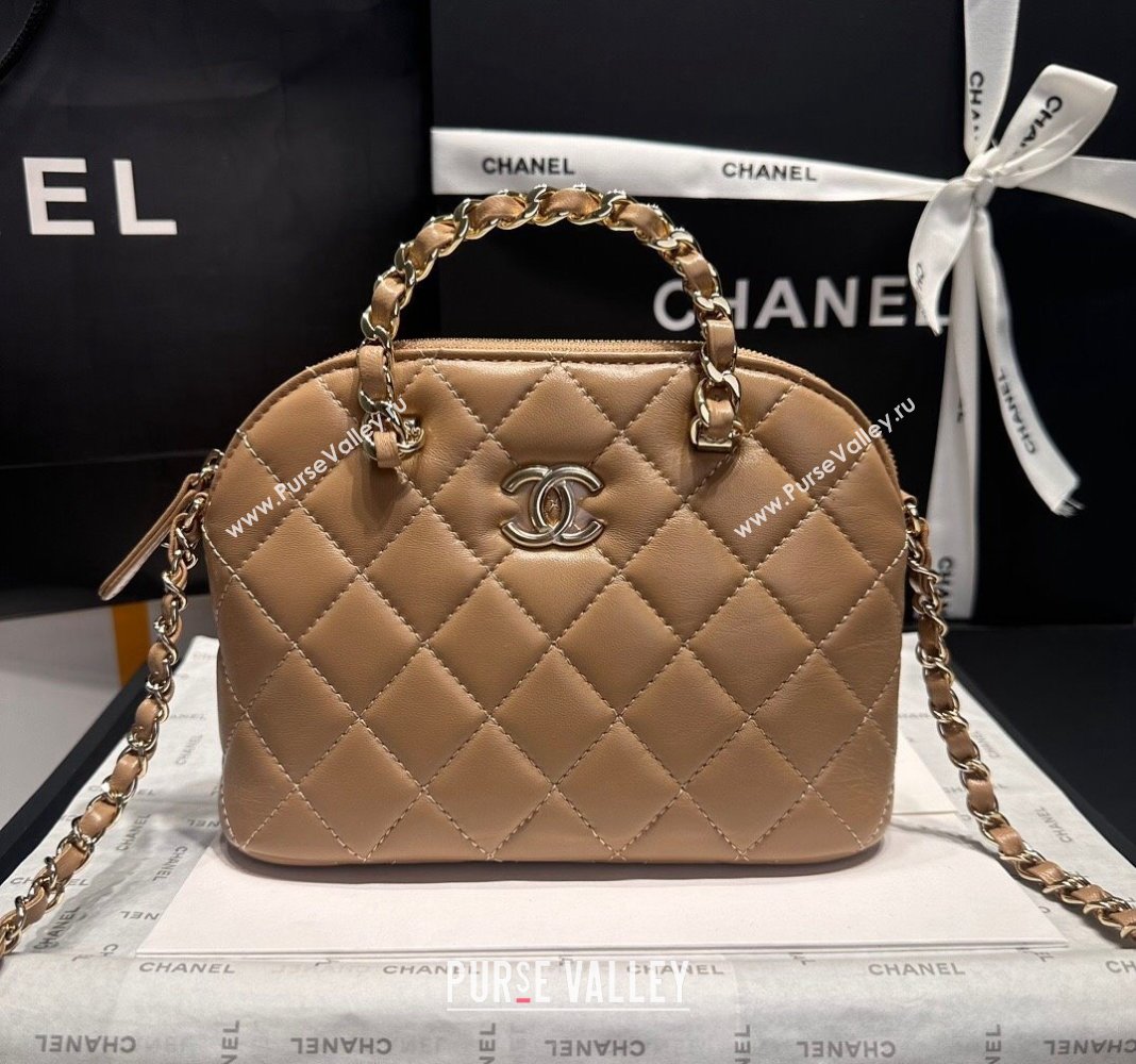 Chanel Shiny Lambskin Small Shopping Bag Light Brown 2024 AS5130 (yezi-240926105)