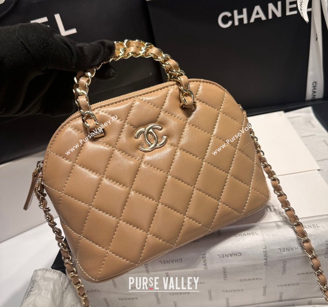 Chanel Shiny Lambskin Small Shopping Bag Light Brown 2024 AS5130 (yezi-240926105)